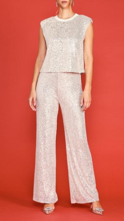 Sequin Flared Trousers Champagne