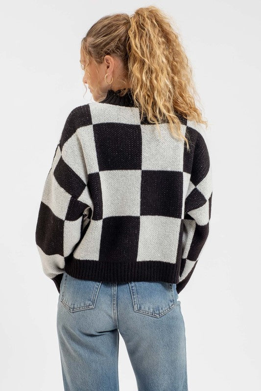 Bold Check Mock Sweater