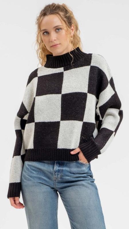 Bold Check Mock Sweater