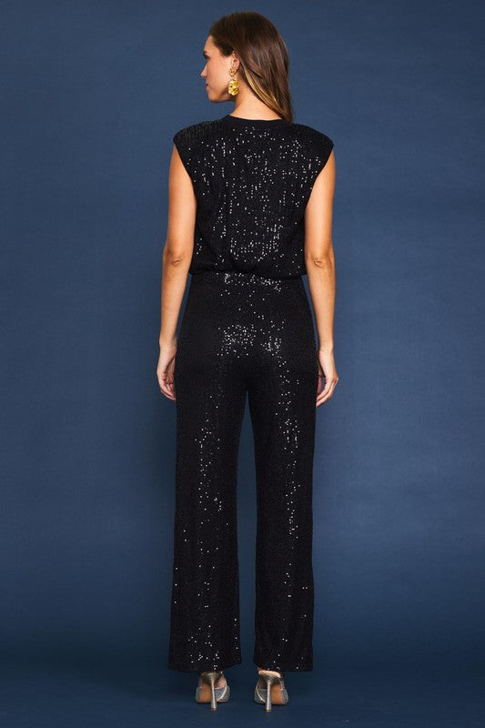 Sequin Flared Trousers Black