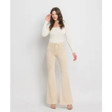 High Rise Raw Hem Super Flare