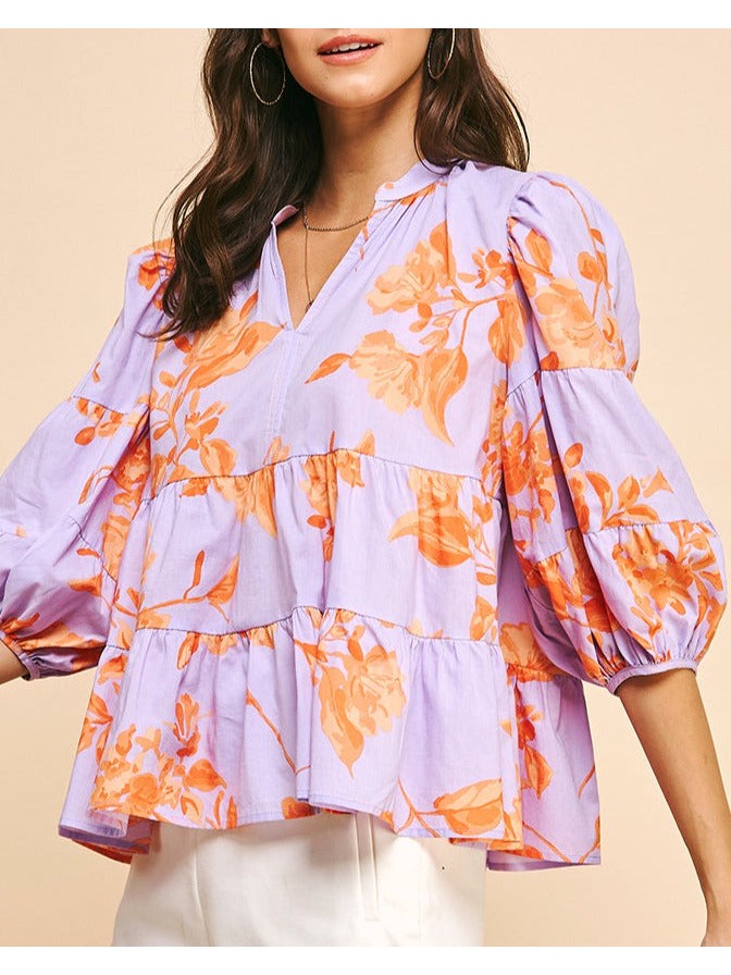 Lavender Floral Blouse