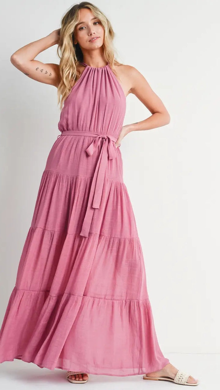 Halter Maxi Dress (Pink)