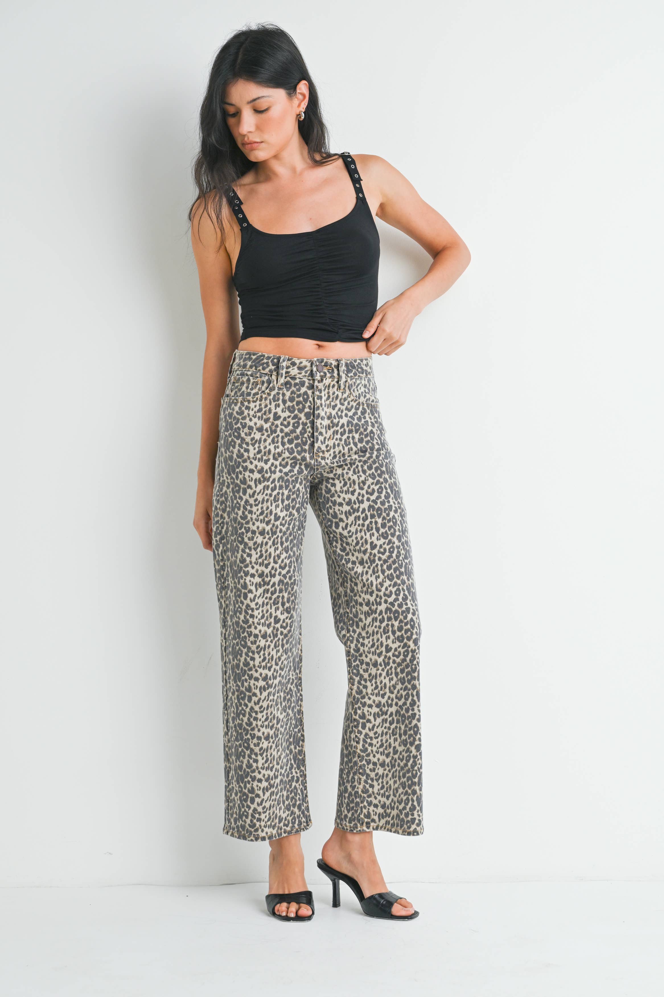 Leopard Straight Pants - JBD – Wildflower Boutique Yellow