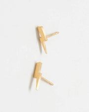 Gold Lightning Bolt Stud Earrings - Tarnish & Water Resistant