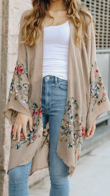 Spring Floral Cardigan (Mocha)