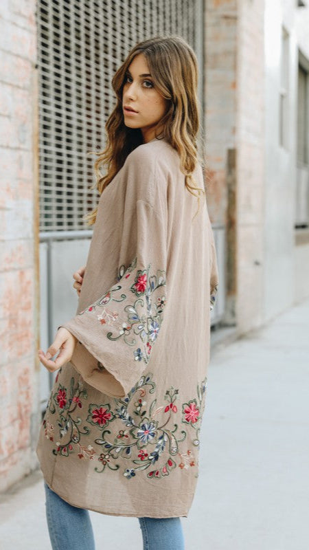 Spring Floral Cardigan (Mocha)