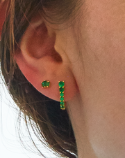 Green CZ Huggie Hoop Earrings