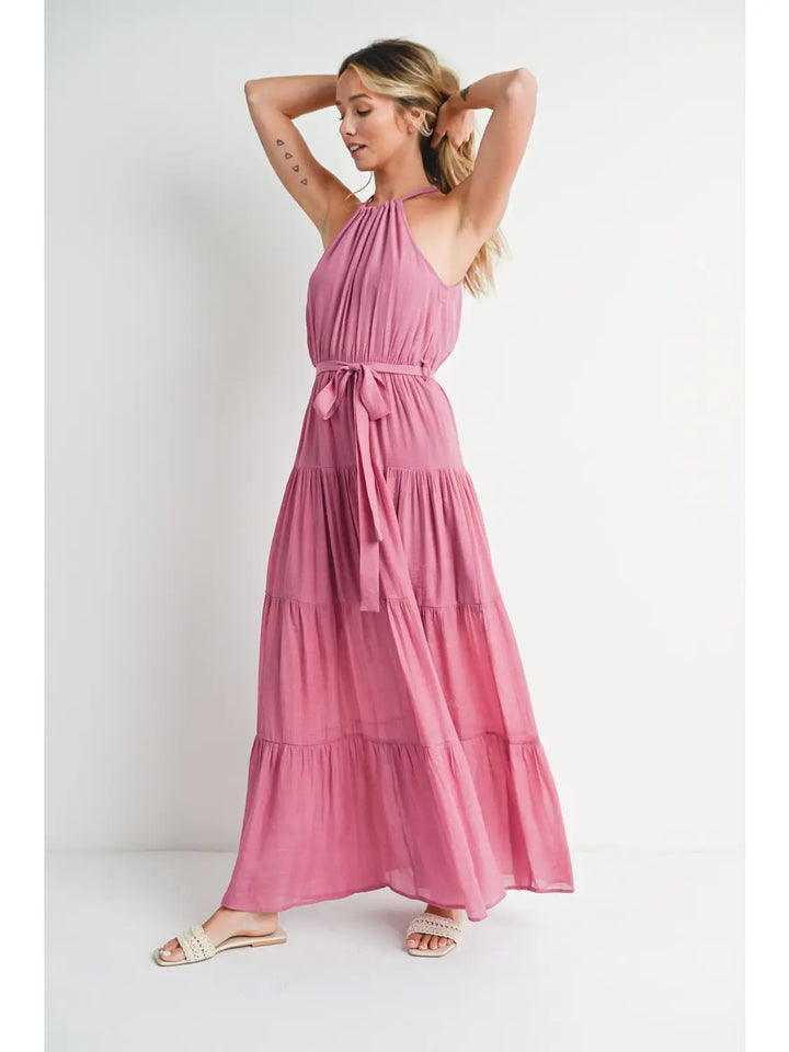 Halter Maxi Dress (Pink)