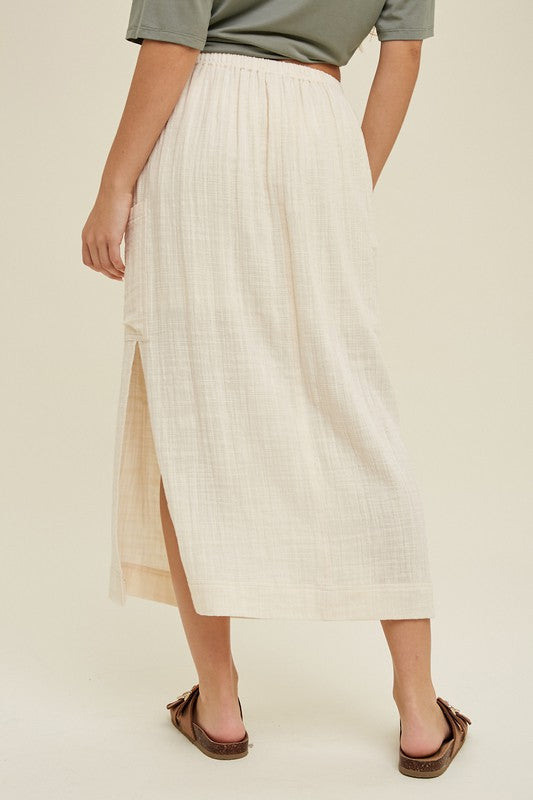 Linen Midi Skirt in Natural