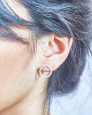 Silver Open Circle Stud Earrings