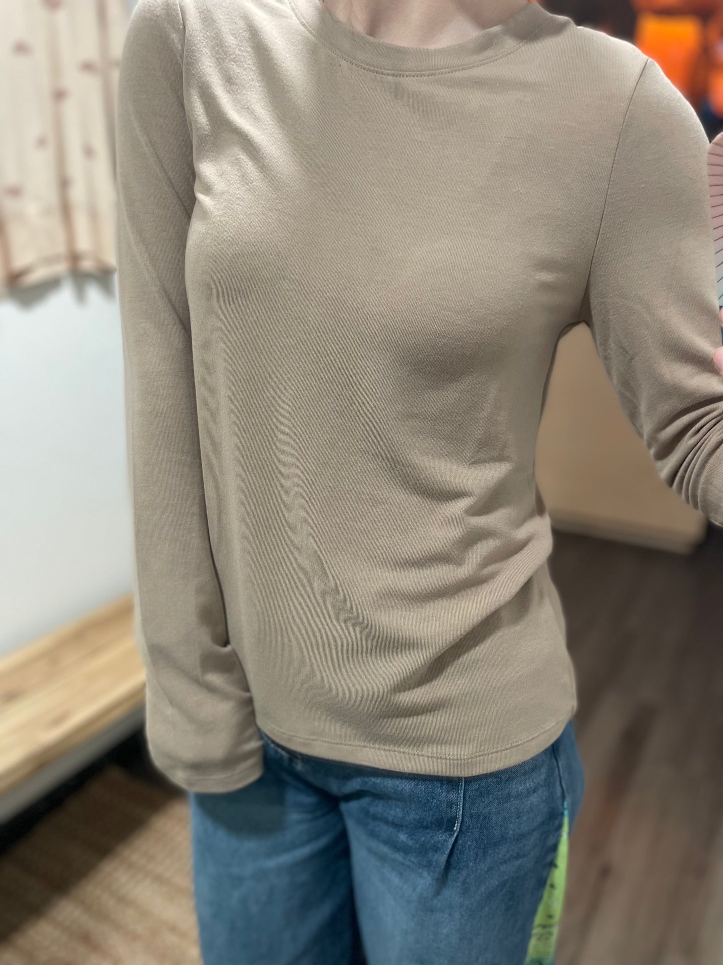tan long sleeve shirt