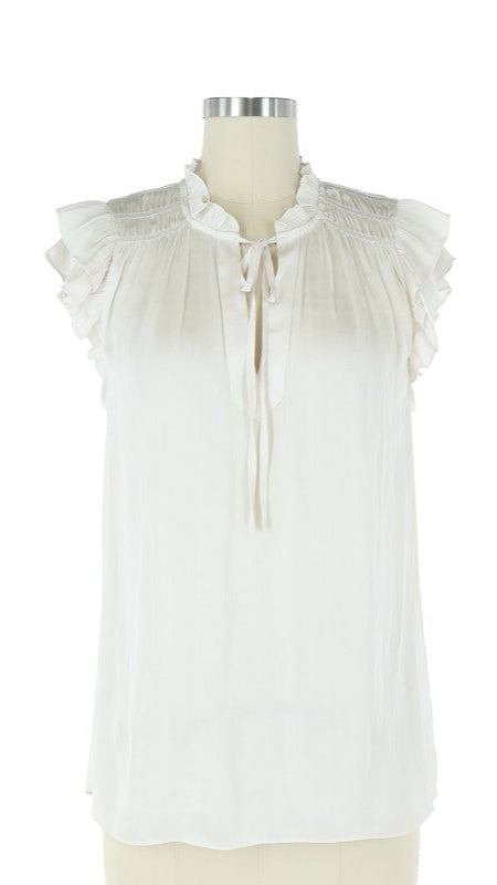 Ruffle Sleeve Blouse (White)