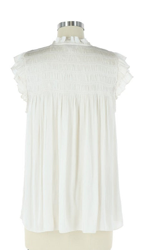 Ruffle Sleeve Blouse (White)