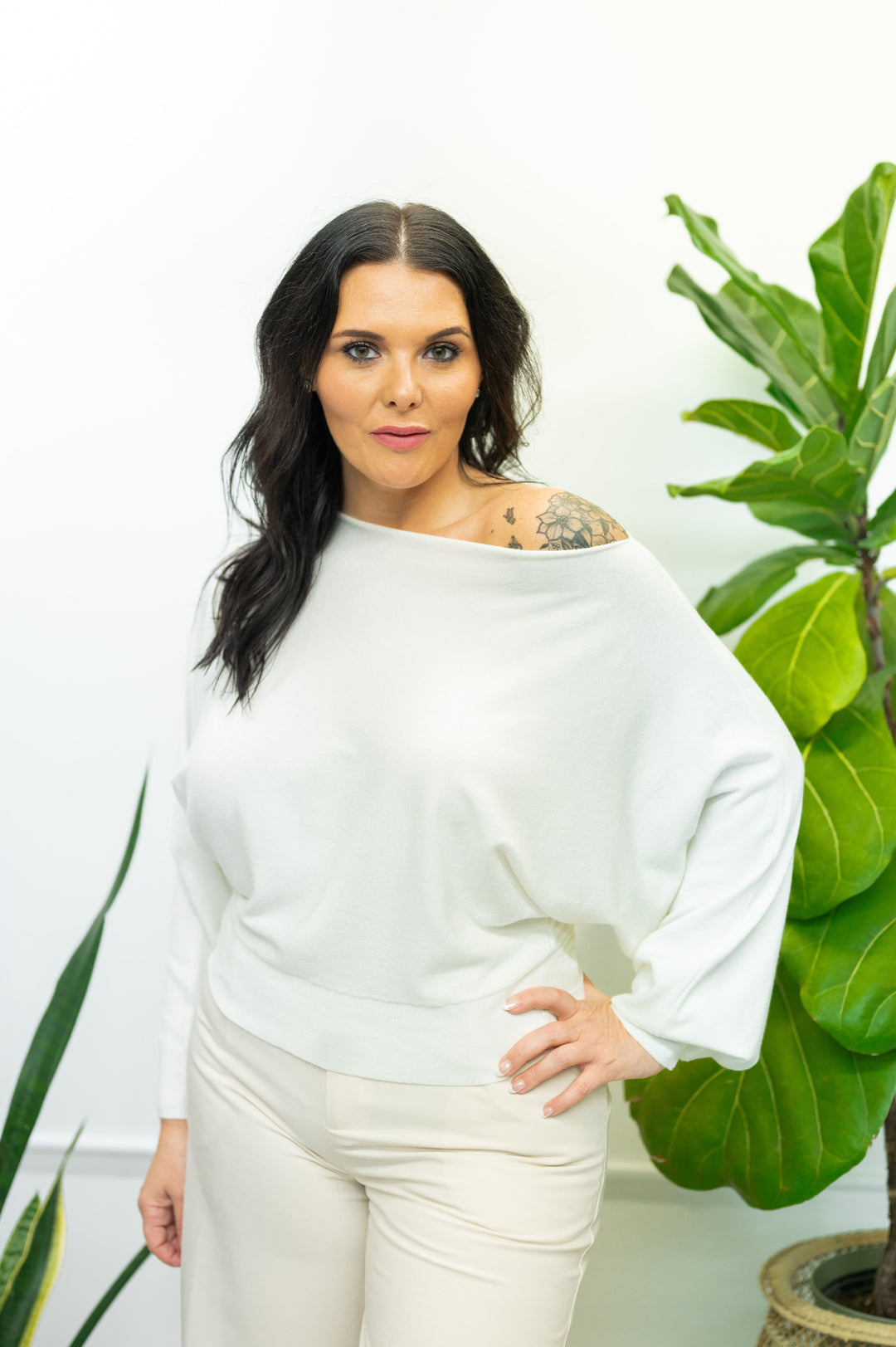 Velvet Coast Dolman Top- Ivory