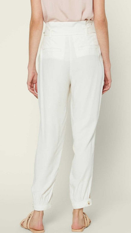 ANKLE PANTS W SELF TIE BELT