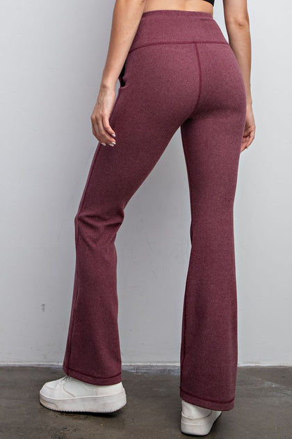 Ribbed High-Rise Bell-Bottoms BURG – Wildflower Boutique Yellow Springs