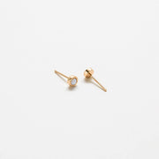 Gold Vermeil Round Opal Semiprecious Stone Stud Earrings