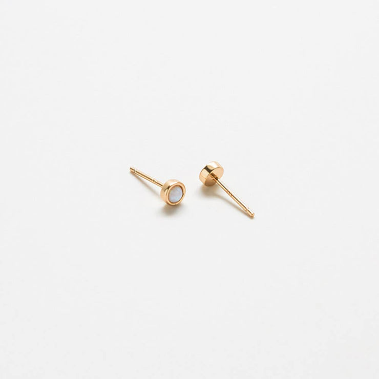 Gold Vermeil Round Opal Semiprecious Stone Stud Earrings