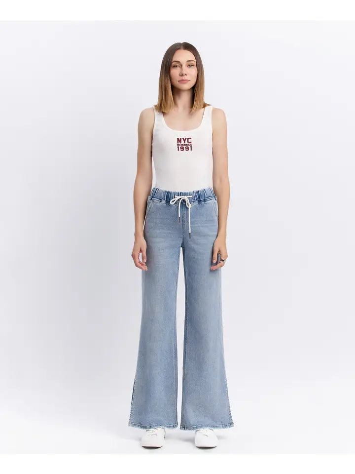 Highrise Drawstring Waist Jeans
