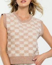 Checkered Knit Vest Top