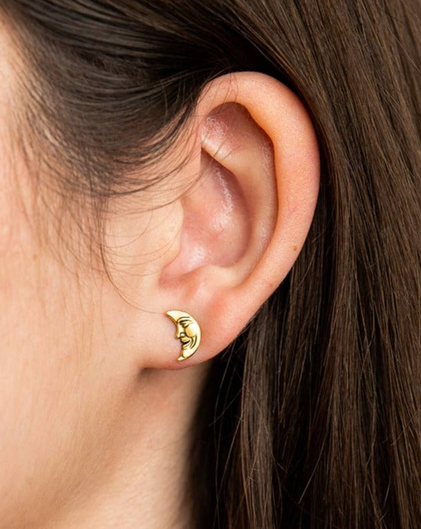 Man-in-the-Moon Stud Earrings