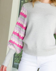 Grey Boho Pattern Sleeve Knit