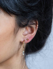 Gold Square Diamond Huggies - Luxurious Pave Charm Earrings