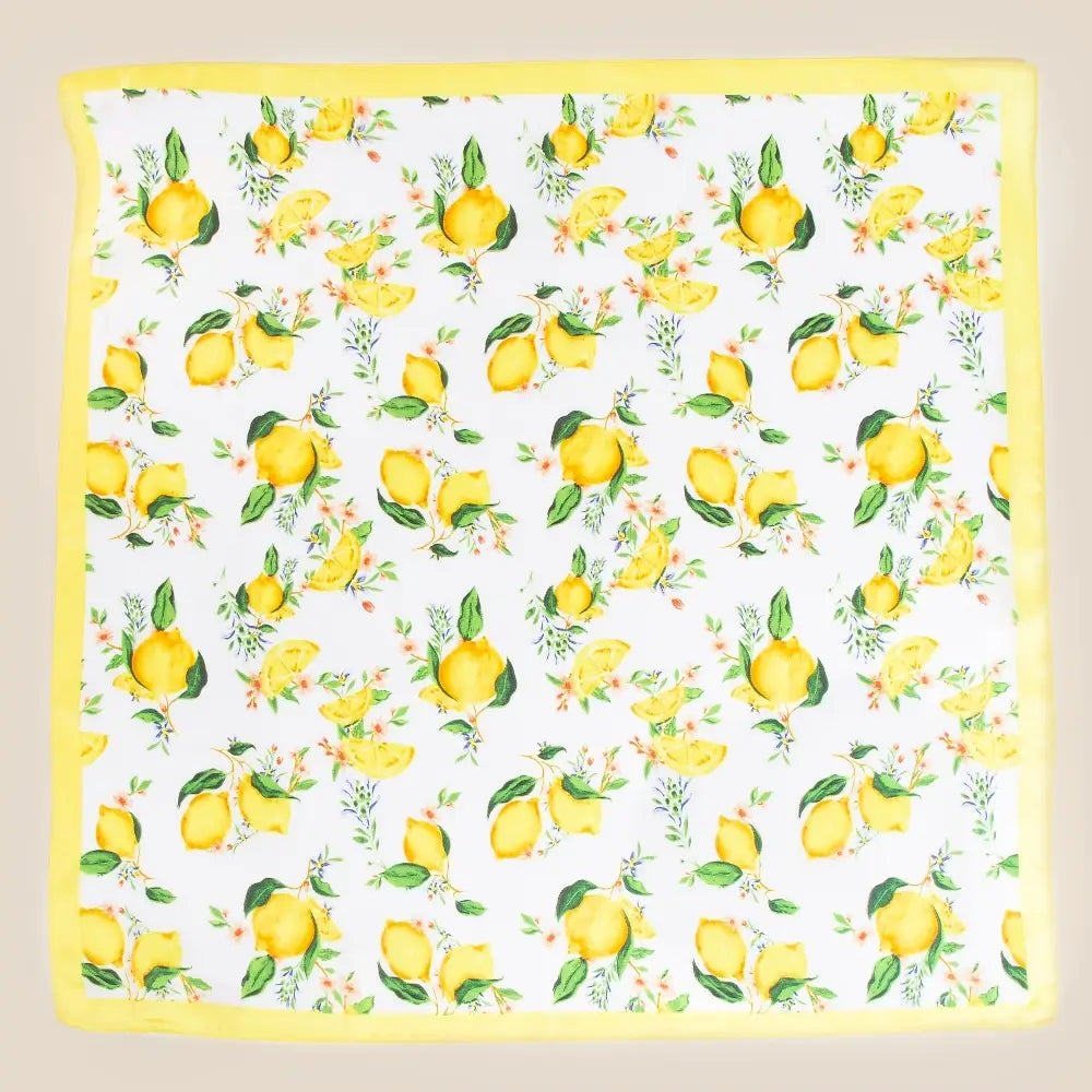 Fabric with lemon pattern on a white background