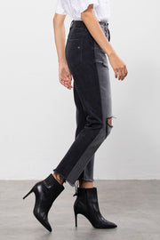 Tracy Two-Tone High Rise Straight Jean