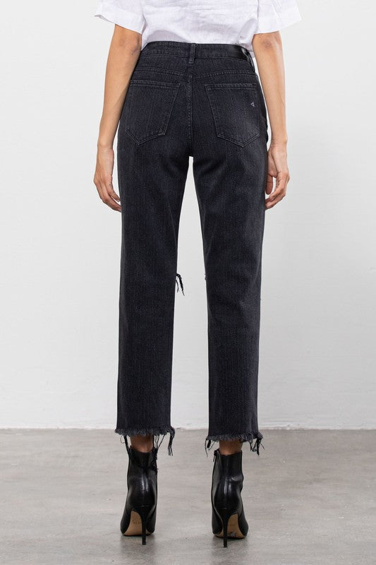 Tracy Two-Tone High Rise Straight Jean