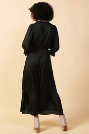 CURVY Ruffle Tiered Maxi Dress in Black