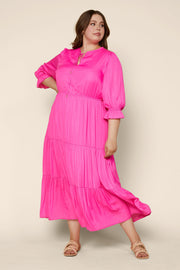 Ruffle Tiered Maxi Dress in Hot Pink (CURVY Sizes also available)