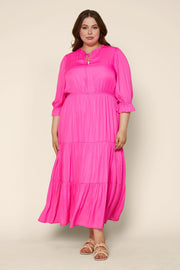 Ruffle Tiered Maxi Dress in Hot Pink (CURVY Sizes also available)