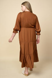 Ruffle Tiered Maxi Dress in TOFFEE (CURVY AVAILABLE)