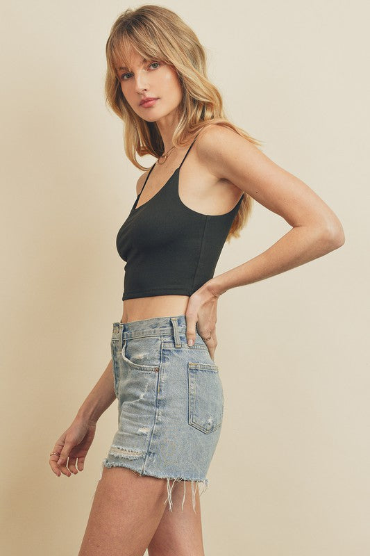 Barely There Cropped Tank BLACK