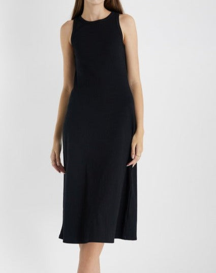 Ivette Ribbed Dress in Black