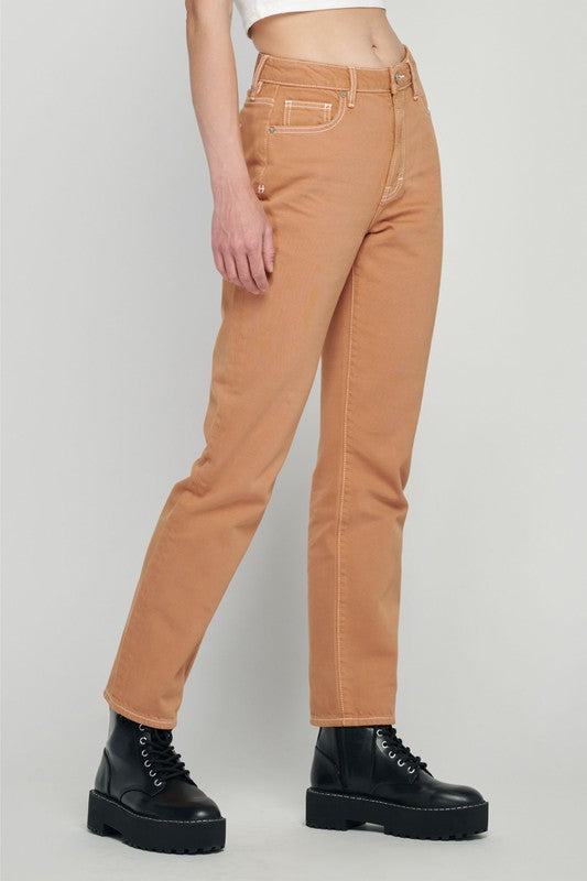 Tracey High Rise Straight Jean in Burnt Orange