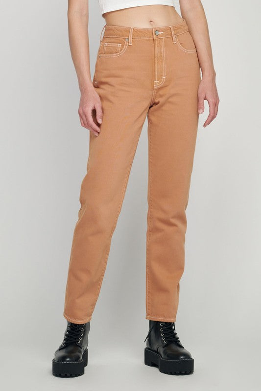 Tracey High Rise Straight Jean in Burnt Orange