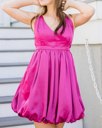 Formal Bubble Skirt Dress MAGENTA