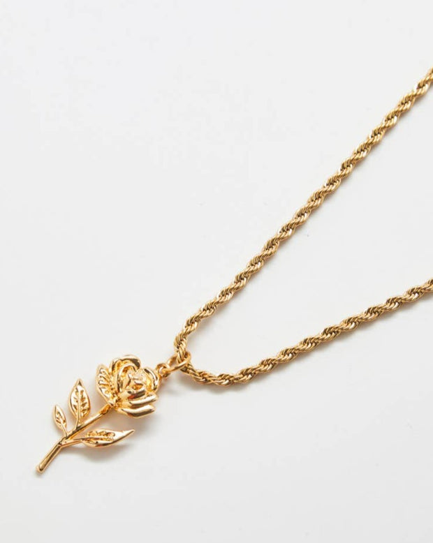 Gold Rose Charm Necklace