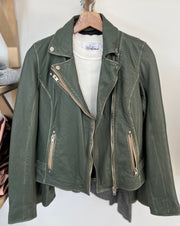 Sofia Genuine Leather Jacket in Jade