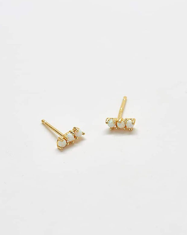 Gold Opal Bar Earrings
