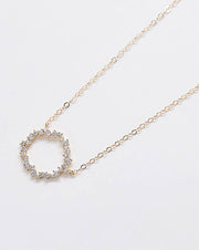Gold Pave Stone Circle Necklace