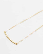 Gold Hammered Curved Bar Necklace